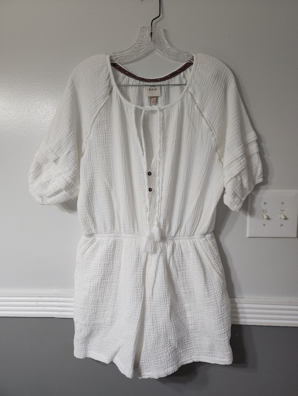 Knox Rose White Gauze Short-Sleeve Romper